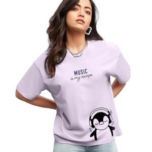 Bewakoof Women Cotton Graphic Oversized Fit T-Shirt